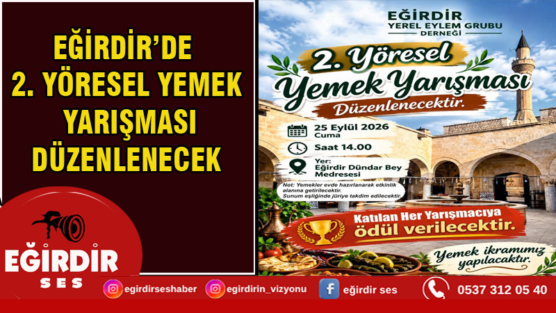EĞİRDİR’DE 2. YÖRESEL YEMEK YARIŞMASI DÜZENLENECEK