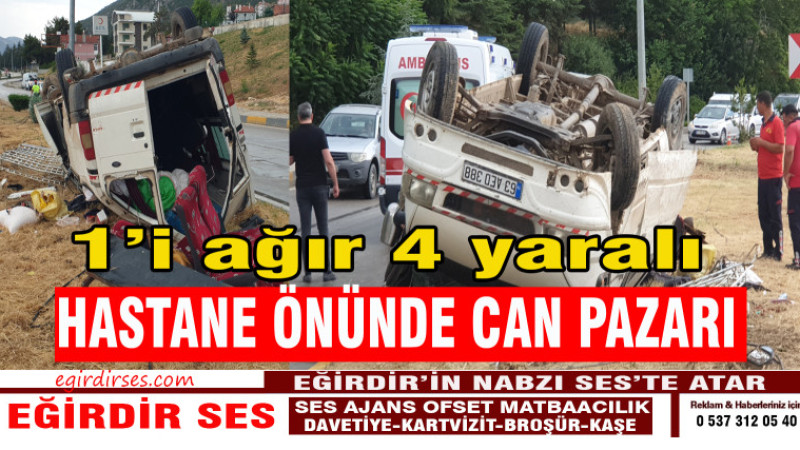 Eğirdir’de Minibüs Devrildi 1’i Ağır 4 Yaralı