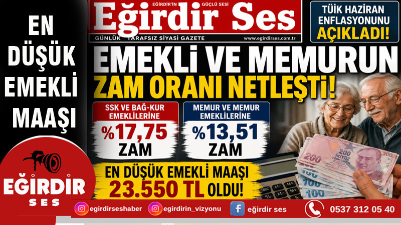 EN DÜŞÜK EMEKLİ MAAŞI 23550 TL OLDU